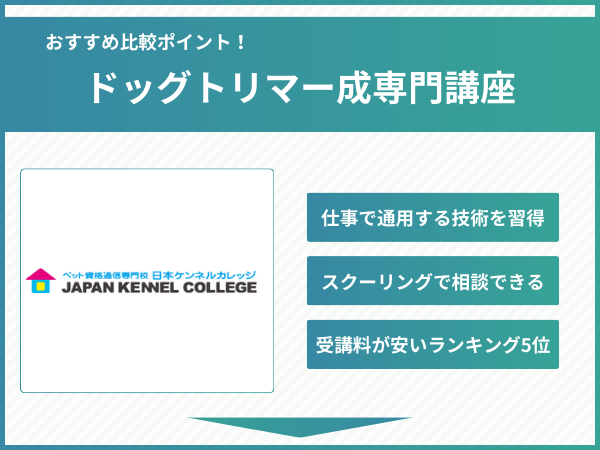 日本ケンネルカレッジドッグトリマー成専門講座の比較ポイント